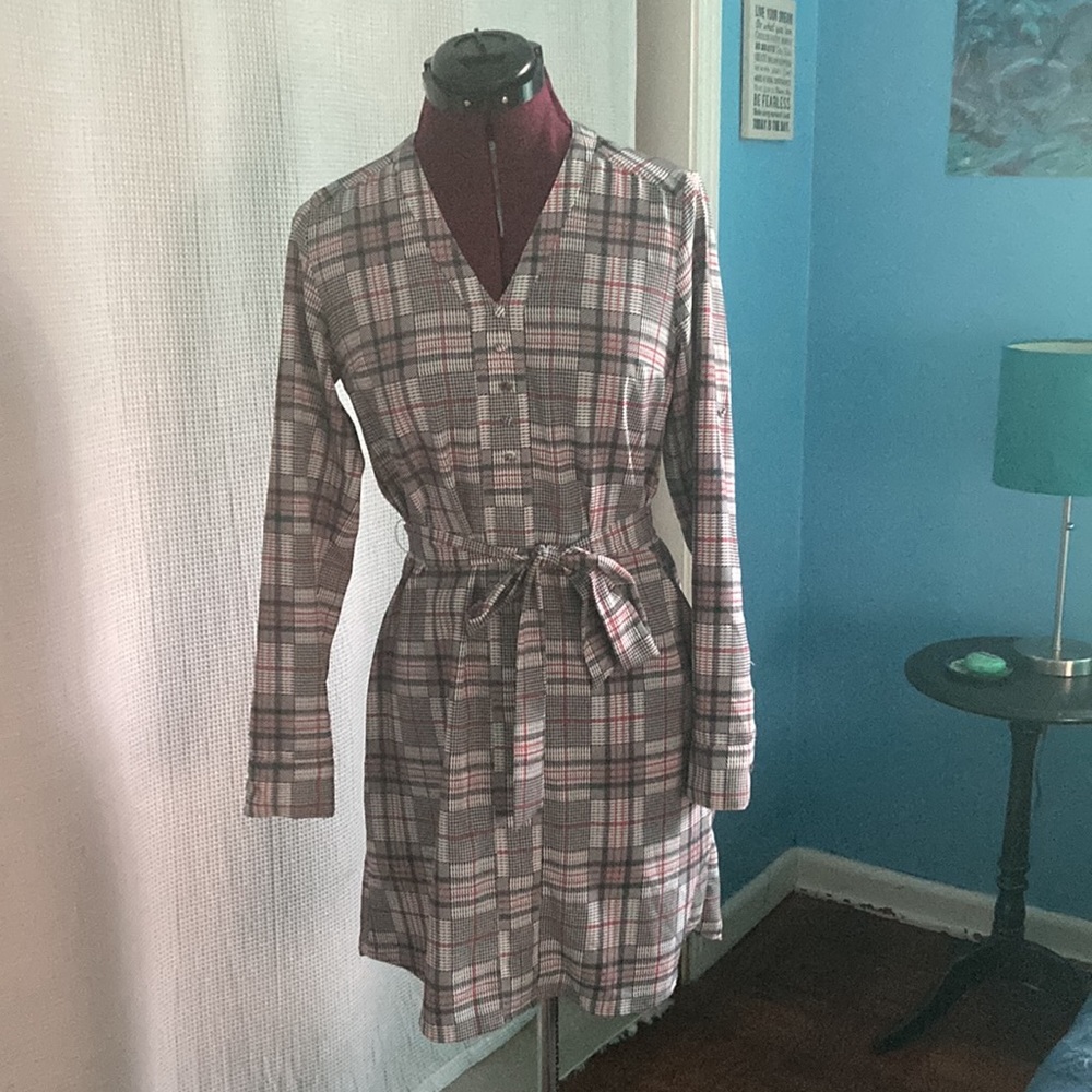 Express plaid print dress